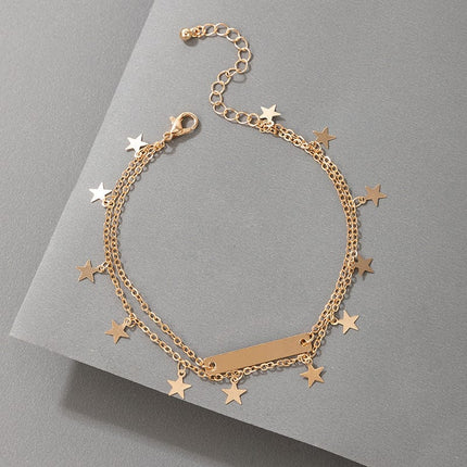 Tassel Pentagon Star Trend Gold Anklet