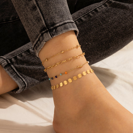 Colorful Rice Bead Chain Disc Fashion Beach Style Anklet