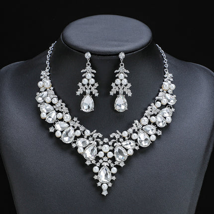 Großhandel Perlenkette Ohrringe Set Überzug Legierung Modeschmuck