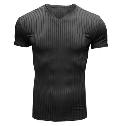 Sommer Herren Sport Fitness Kurzarm Slim V Neck T-Shirt