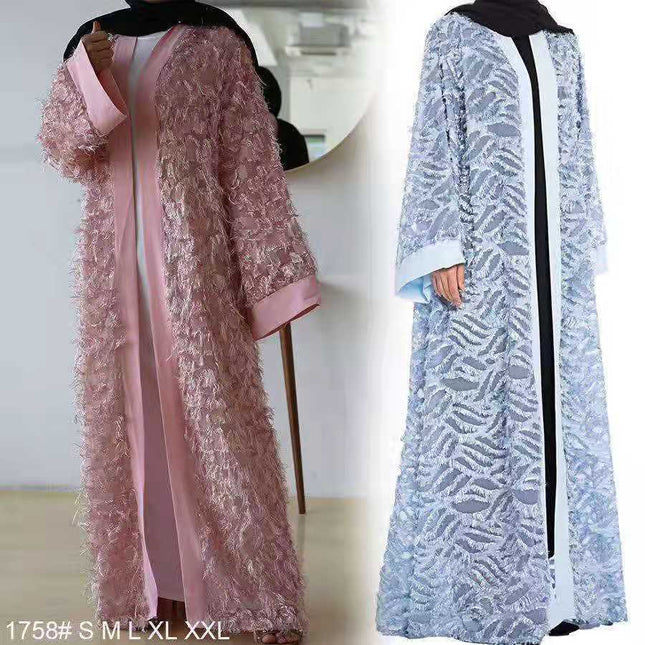 Cárdigan de manga larga con flecos de moda para mujer Abaya