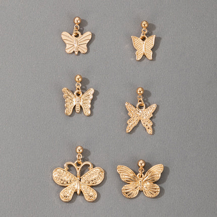 Exaggerated Butterfly Stud Earrings Set