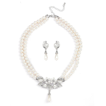 Geschichtete Perlenkette Ohrringe Zweiteiliges Brautkleid Zubehör Schmuck