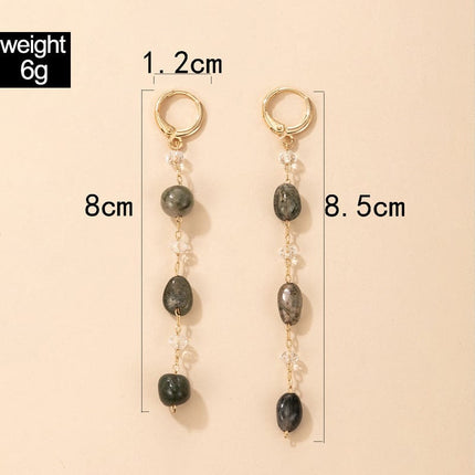 Women‘s Long Chain Faux Stone Earrings