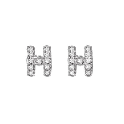 Pendientes de alfabeto inglés de moda con letra H de diamantes de imitación