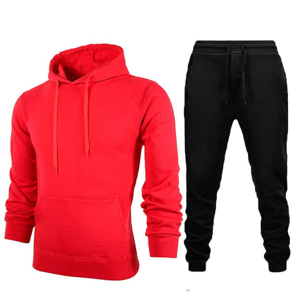 Wholesale  Men's Sports Leisure Solid Color Fleece Hoodies Jogger Set