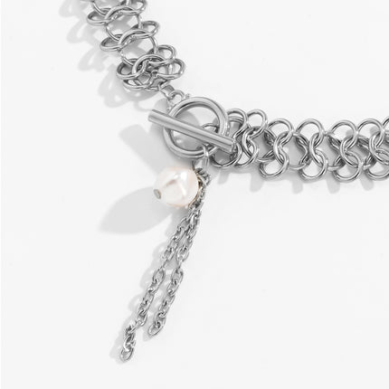 Großhandel Metall acht Schnalle Kette Halskette Quaste Perlenkette