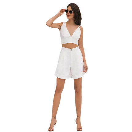 Wholesale Ladies Spring/Summer Two Piece Tube Top High Waist Shorts