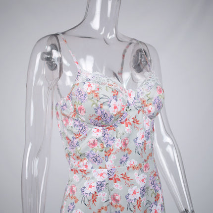 Großhandelsdamen-reizvolle Art- und Weisehohes Schlitz-Unterhemd-mit Blumenkleid