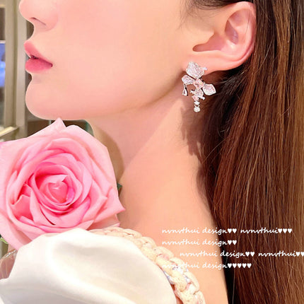 Butterfly Earrings Plated 18K Gold Morgan Pink Zircon Butterfly Ring