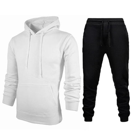 Wholesale  Men's Sports Leisure Solid Color Fleece Hoodies Jogger Set