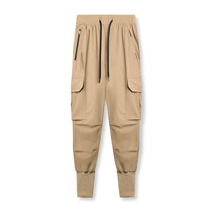 Pantalones multibolsillos de secado rápido de tubo casual para hombres de primavera otoño