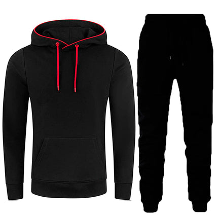 Wholesale Men's Pullover Casual Pocket Hoodie Joggers Two Piece Set