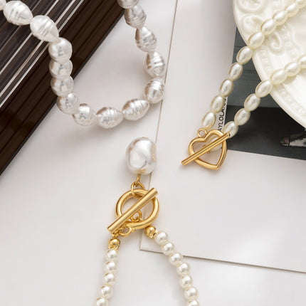 Großhandel Hirse Perle Schlüsselbein Halskette Metallkette Halskette Set
