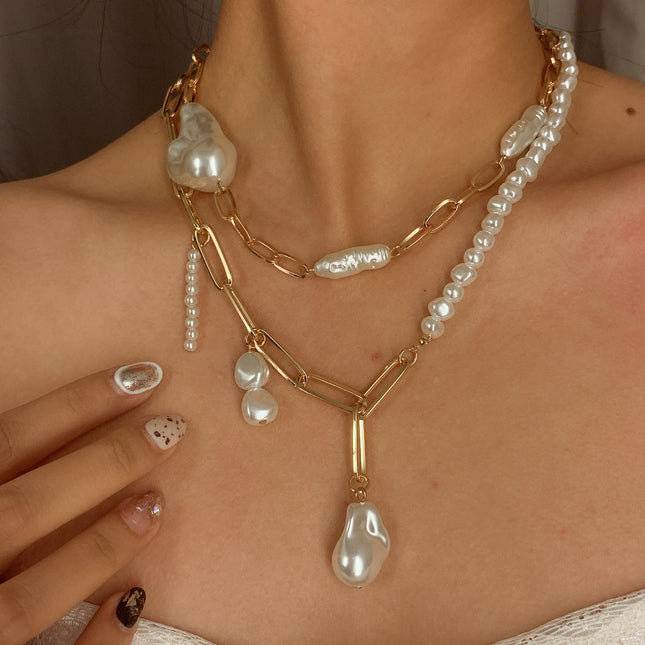 Wholesale Shaped Pearl Necklace Irregular Chain Clavicle Necklace