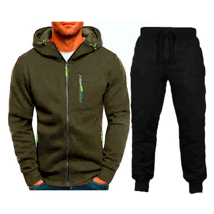 Wholesale Men's Sports Casual Cardigan Hooded Hoodies Joggers Two Piece Set