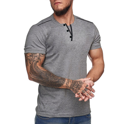 Camiseta de manga corta con cuello en V para deportes casuales de verano para hombres