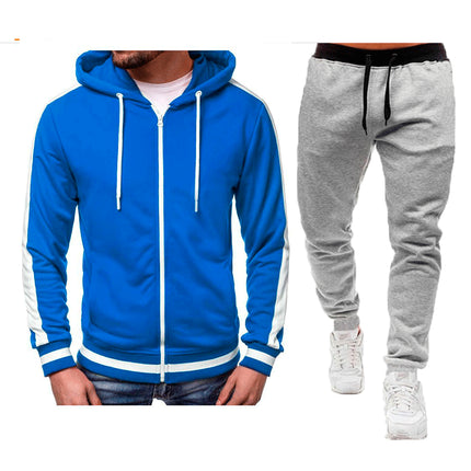 Wholesale Men's Cardigan Casual Zipper Hoodie Jacket Joggers Two Piece Set