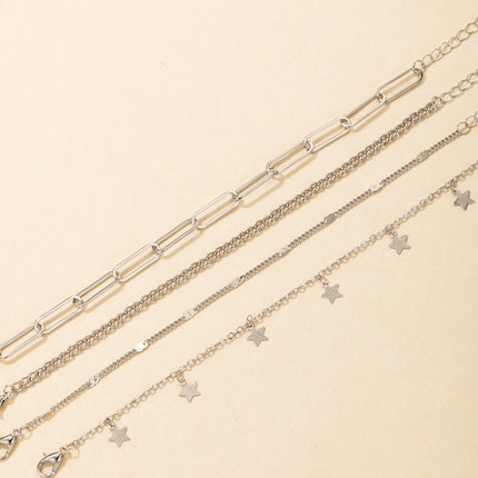 Star Hollow Stitching Chain Twist Chain Four Pieces Bracelet
