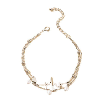 Irregular ECG Pearl Chain Multilayer Anklet