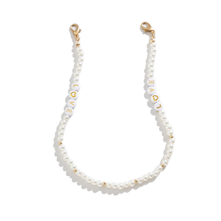 Fashion Letter Love Beaded Imitation Pearl Shoe Chain