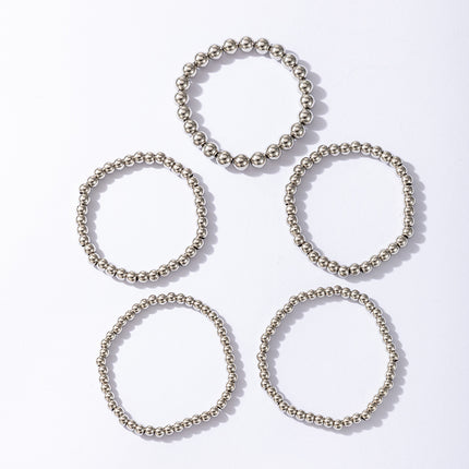 Simple Size Ball Silver 5 Piece Bracelet