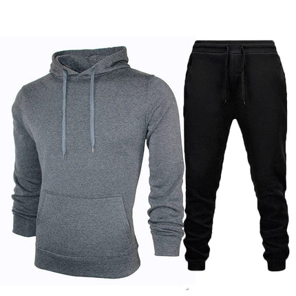 Wholesale  Men's Sports Leisure Solid Color Fleece Hoodies Jogger Set