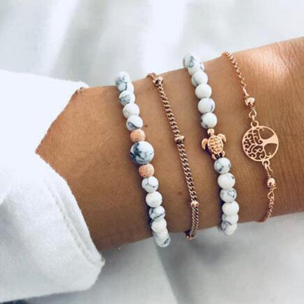 Schildkröte Schildkröte Perlen handgefertigte Perlenkette Liebesbaum des Lebens vierteiliges Armband