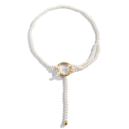 Kreative perlenbesetzte einfache Kugelketten-Quasten-Ring-Halskette