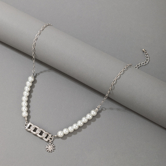 Perlen-Patchwork-geometrische Gänseblümchen-Blumen-Halskette