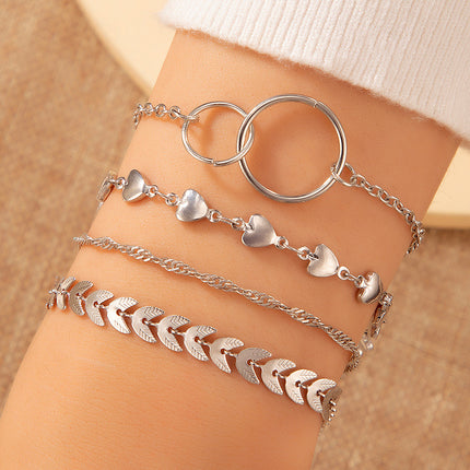 Wholesale Simple Round Metal Heart Geometric Bracelets Four Pieces