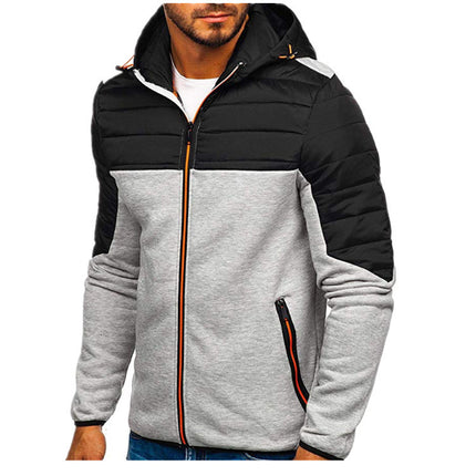 Wholesale Men's Casual Color Block Cardigan Zipper Hooded Hoodies Jacket