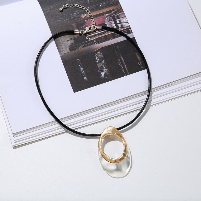 Ovale Metall geometrische hohle ursprüngliche Halskette Großhandel