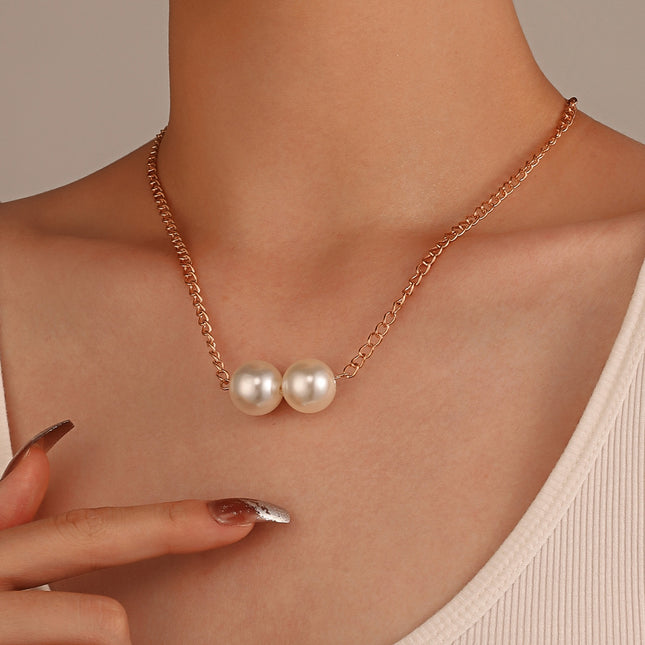 Simple Imitation Pearl Necklace Fashion Thick Chain Clavicle Chain