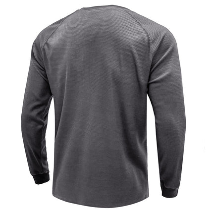 Men's Casual Long Sleeve T-Shirt Waffle Top