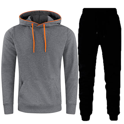 Wholesale Men's Pullover Casual Pocket Hoodie Joggers Two Piece Set