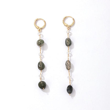 Women‘s Long Chain Faux Stone Earrings