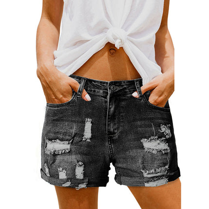 Wholesale Women's High Waist Loose Plus Size Casual Bag Hip Denim Shorts