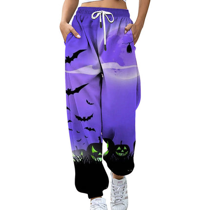 Halloween 3D Digitaldruck Damen Lässige Jogger mit Kordelzug