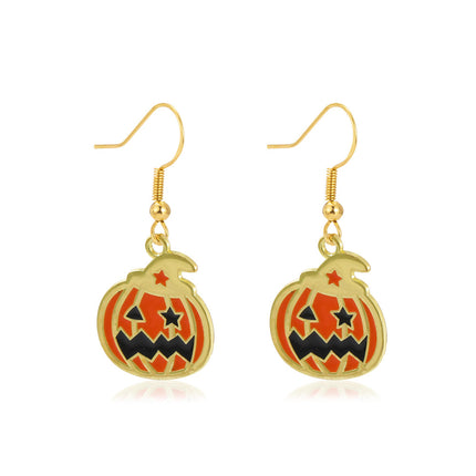 Halloween Horror Funny Cartoon Oil Drip Ghost Pumpkin Earrings