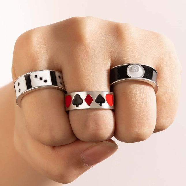 Wholesale Personalized Geometric Dice Love Drip Ring Three-piece Set