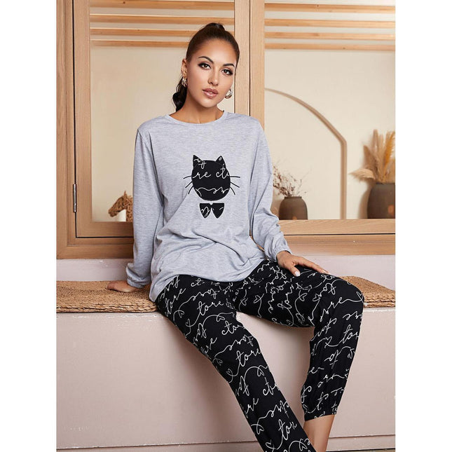 Conjunto de pijama de manga larga para mujer Loungewear