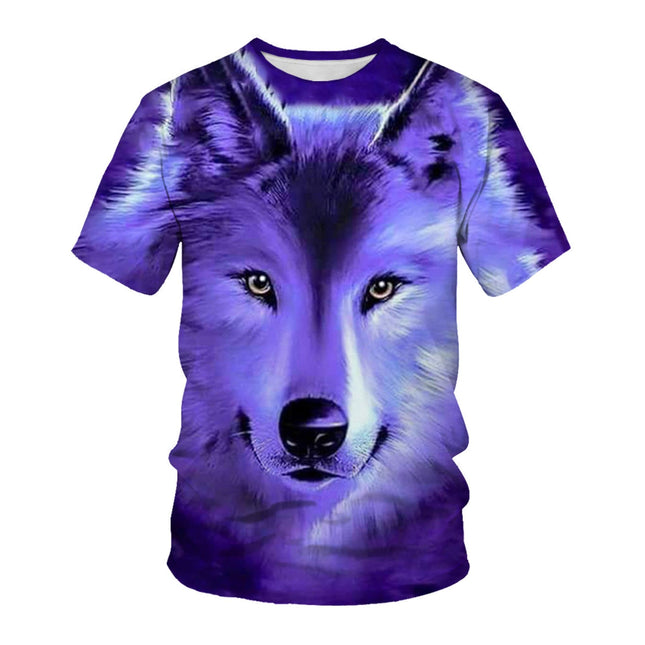 Wholesale Men's Fox Wolf 3D Printed Digital Print Short Sleeve T-shirt