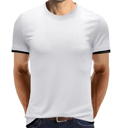 Wholesale Men's Summer Solid Color Short Sleeve T-Shirt Round Neck Top