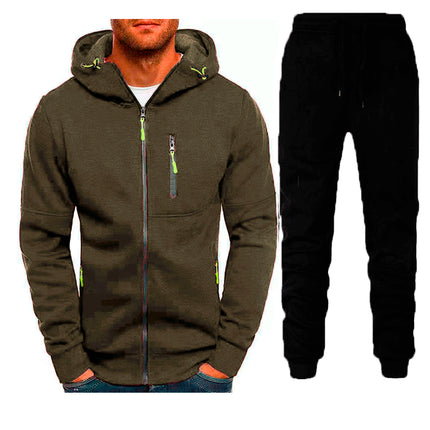 Wholesale Men's Sports Casual Cardigan Hoodie Jogger Two Piece Set