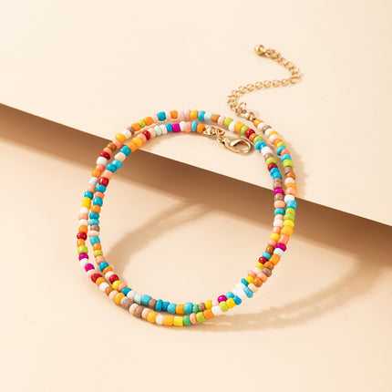 Colorful Rice Beads Multilayer Anklet Ethnic Beaded Double Layer Anklet