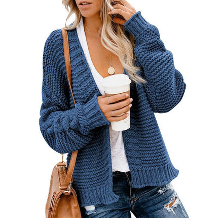 Wholesale Women Medium Length Casual Cardigan Knitted Sweater Coat