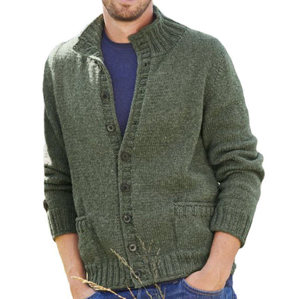 Wholesale Men's Fall Winter Single Breasted Long Sleeve Sweater Jacket