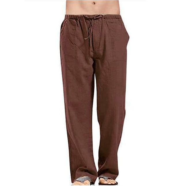 Wholesale Men's Casual Cotton Linen Wide Leg Pants