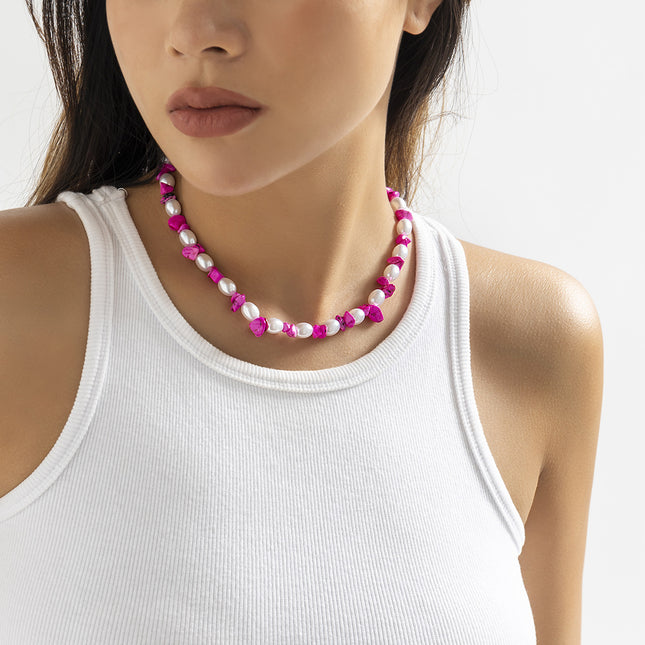 Perlenkette Bunte wulstige türkisfarbene Schlüsselbeinkette